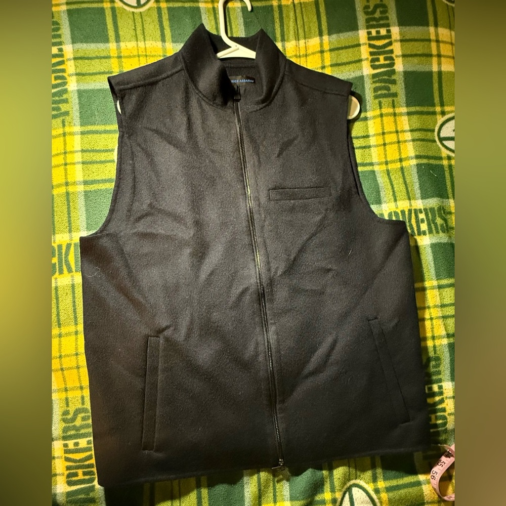 NAVY BLUE Patrick Assaraf Full Zip 3 Pocket Vest